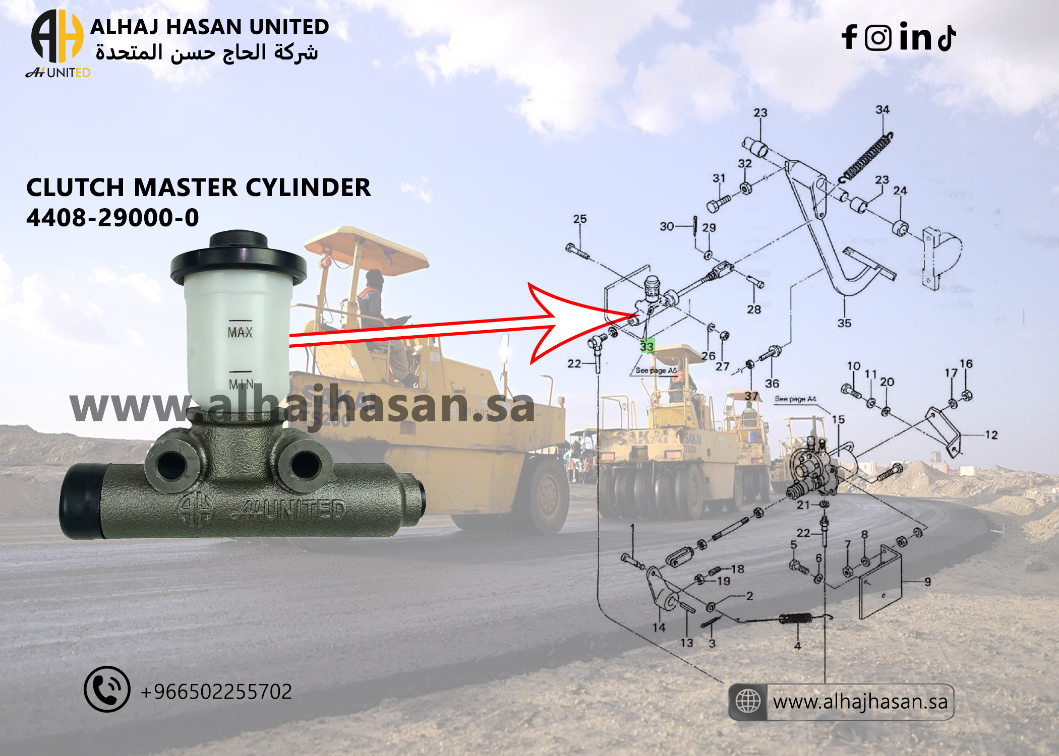 Clutch Master Cylinder 4408-29000-0 Essential Component for SAKAI TS200