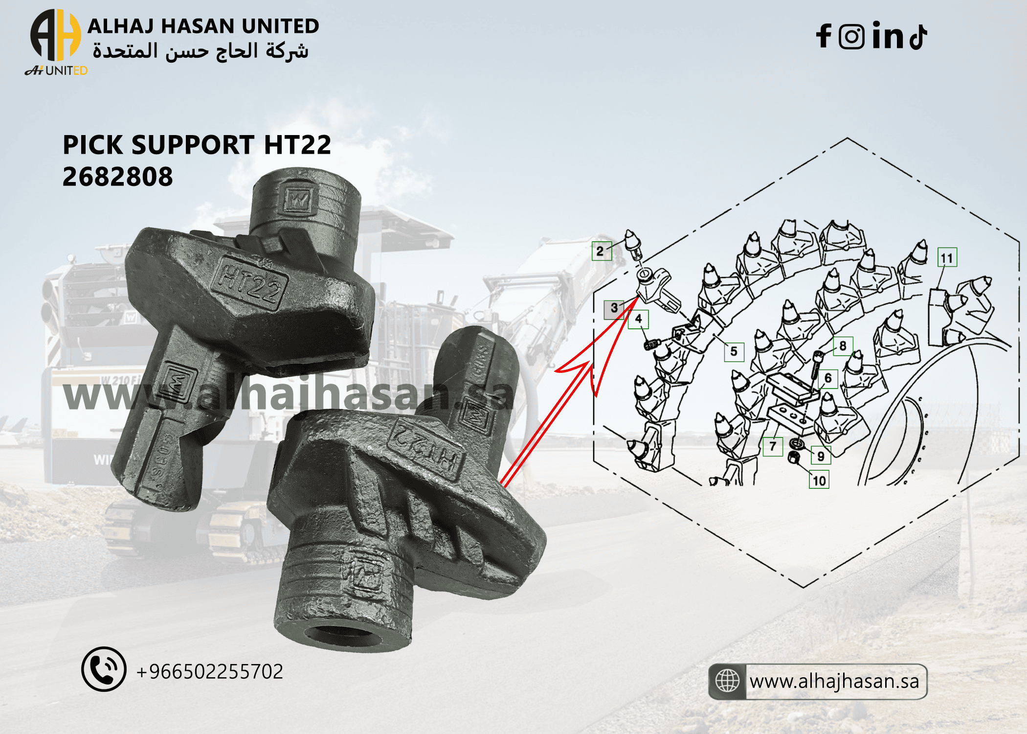 Pick Support HT22 for Milling Machines - Part 2682808 made from 40CrMo Steel