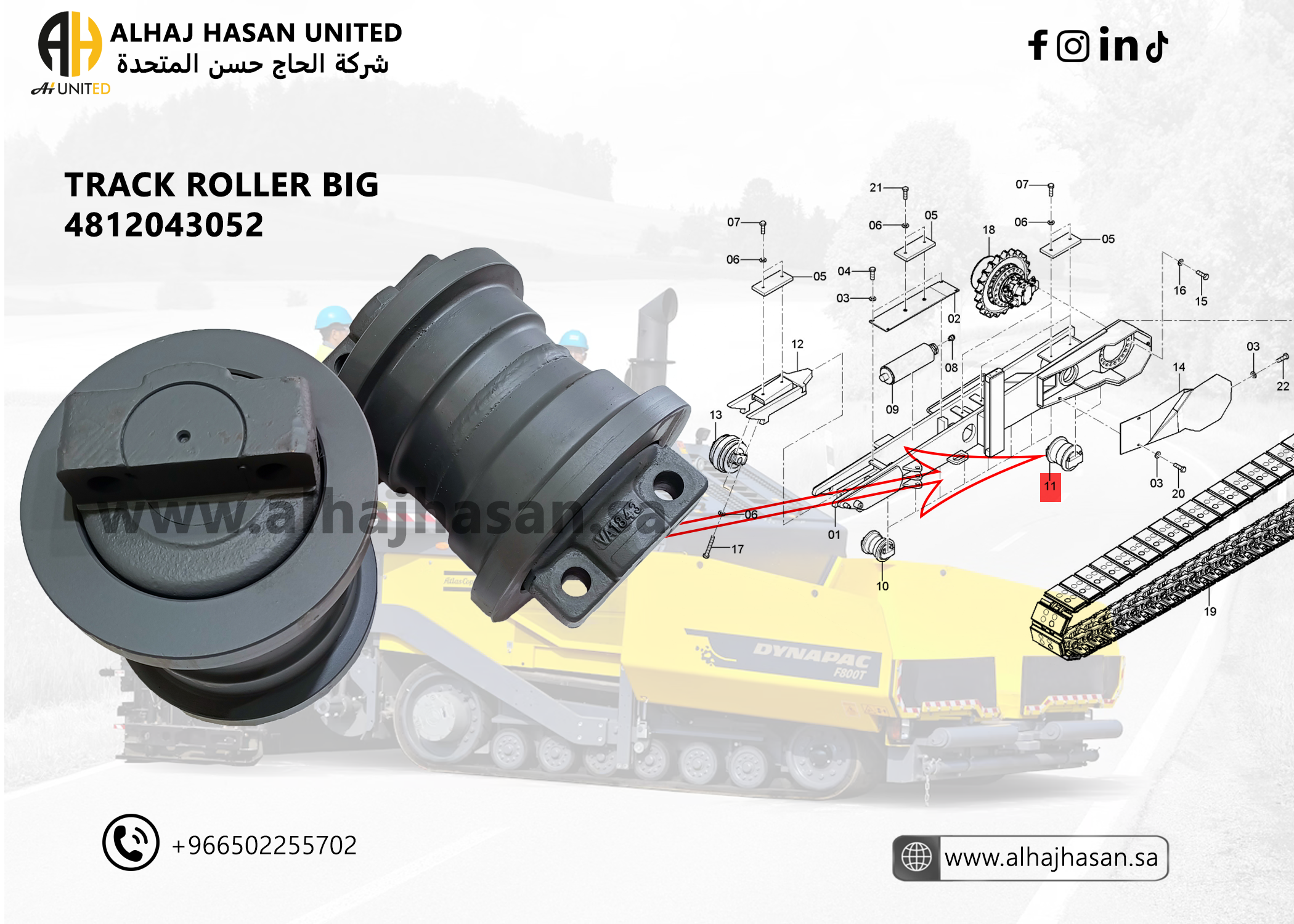 Vogele Asphalt Paver Track Roller - Part 4812043052 for Conveyor System
