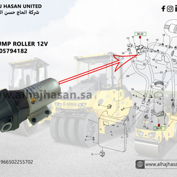 Water Pump for Road Roller – 12V and 24V, Compatible with HAMM
