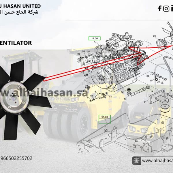 مروحة التنفس الصناعي 05581051 - تهوية عالية الجودة لمعدات Bomag