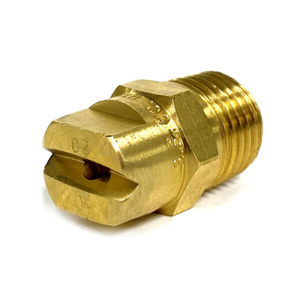 Vee Jet 1/4″ MPT Brass Nozzle, 50°, 40 Orifice, DYNAPAC Brass Nozzle